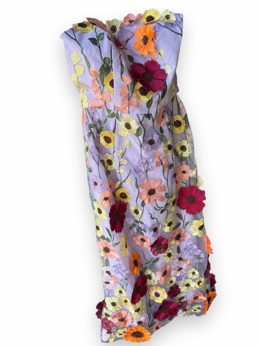NWT Lilac 3D Floral Embroidered Corset Maxi Dress Sz 6